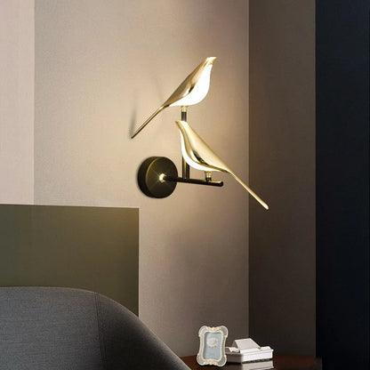 Gold Bird Led Wall Light Neutral Light Two Birds 20W