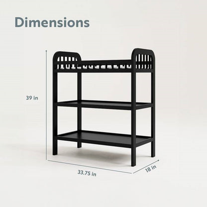 Baby Changing Table in Black Wood Finish with Safety Rail and Changing Pad - - Bedroom > Baby & Kids