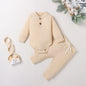 Babies Knit Long Sleeve Romper and Pants Beige 18-24 Months