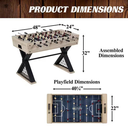 Sturdy X-Leg Industrial Modern Style 48-inch Foosball Table with 2 Balls - - Accents > Game Room
