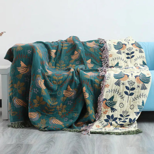 Reversible Bird Throw Blanket