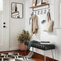 Mid-Century Modern Bench with Black PU Leather Seat and Tapered Legs - - Bedroom > Bedroom Benches