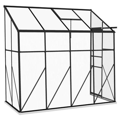 8.3 ft x 4.1 ft Outdoor Polycarbonate Lean-to Greenhouse with Black Metal Frame - - Outdoor > Gardening > Greenhouses
