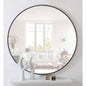 Round 39-inch Wall Mirror in Black - Living Room Bedroom Accent Bathroom Mirror - - Bathroom > Bathroom Mirrors