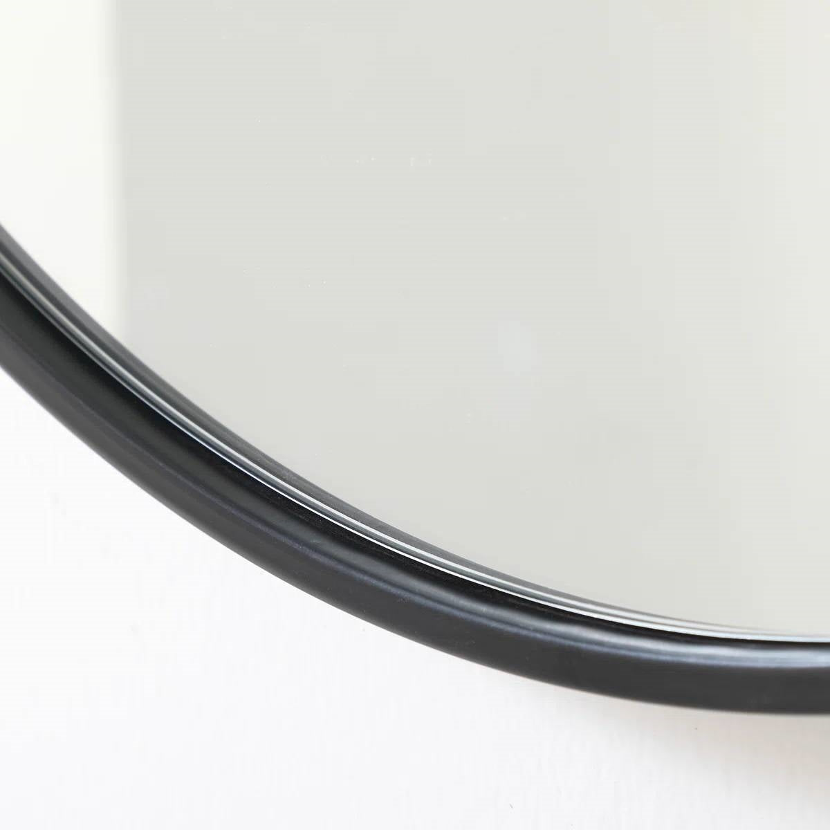 Round 39-inch Wall Mirror in Black - Living Room Bedroom Accent Bathroom Mirror - - Bathroom > Bathroom Mirrors