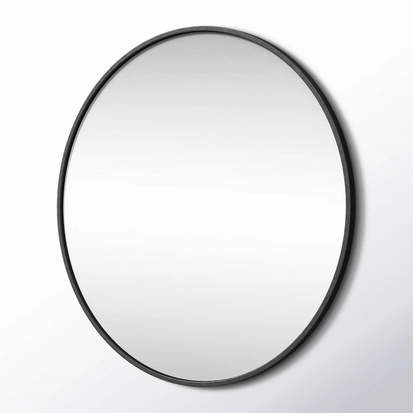 Round 39-inch Wall Mirror in Black - Living Room Bedroom Accent Bathroom Mirror - - Bathroom > Bathroom Mirrors