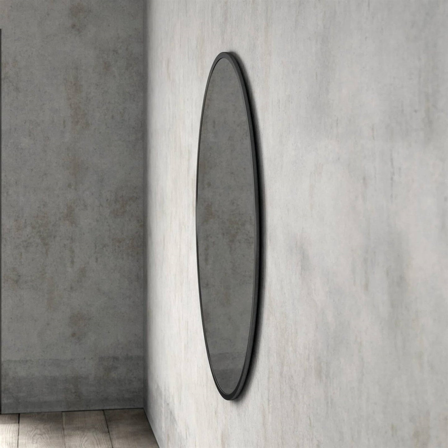 Round 39-inch Wall Mirror in Black - Living Room Bedroom Accent Bathroom Mirror - - Bathroom > Bathroom Mirrors