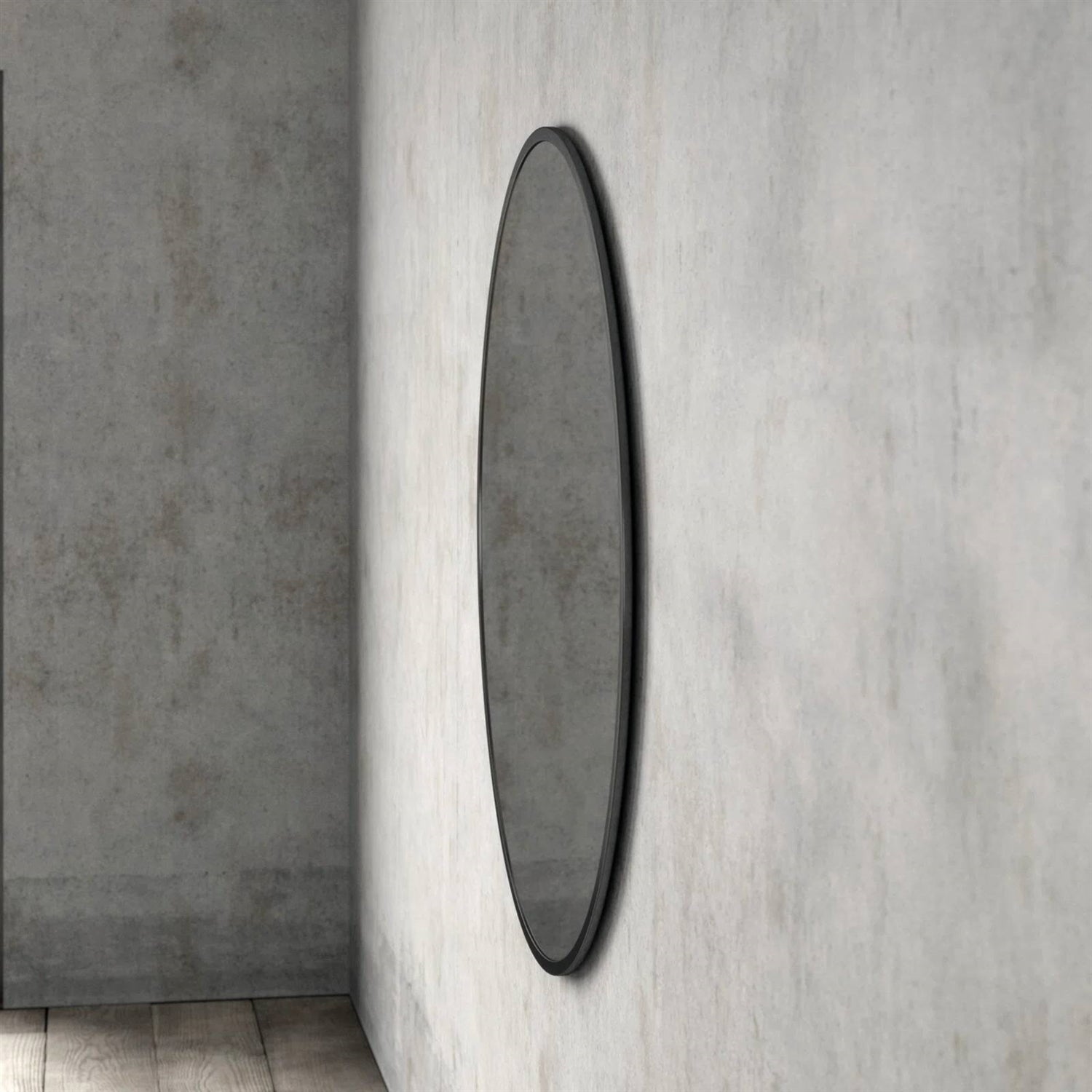 Round 39-inch Wall Mirror in Black - Living Room Bedroom Accent Bathroom Mirror - - Bathroom > Bathroom Mirrors