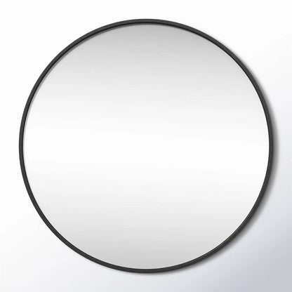 Round 21-inch Wall Mirror in Black - Living Room Bedroom Accent Bathroom Mirror - - Bathroom > Bathroom Mirrors