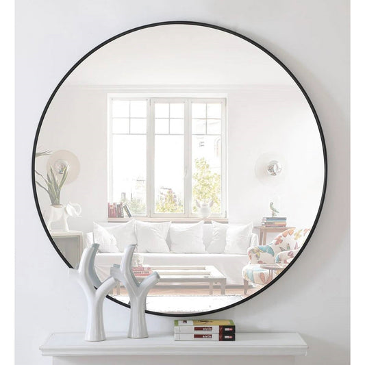 Round 21-inch Wall Mirror - Black - - Bathroom > Bathroom Mirrors