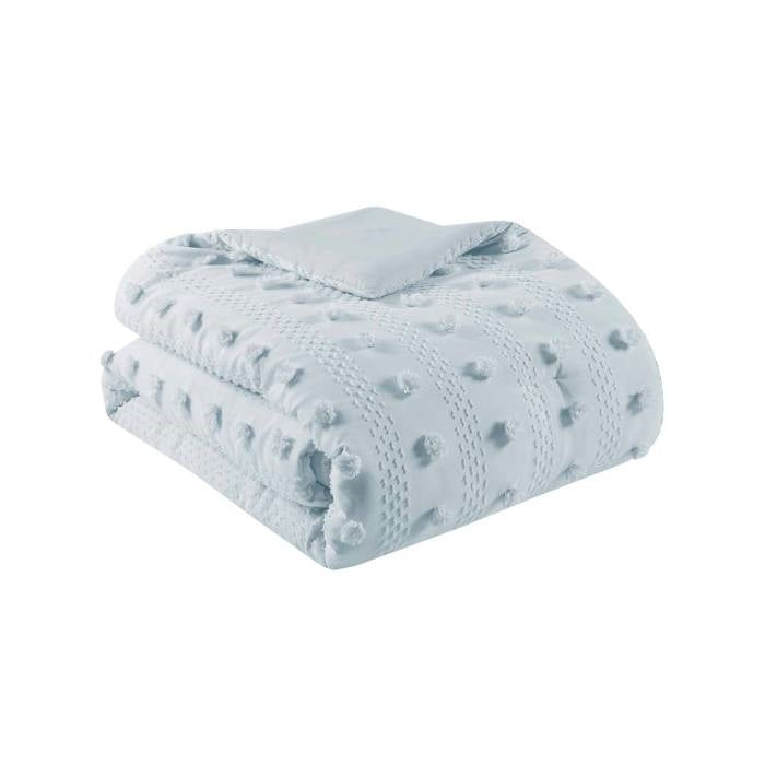 Twin/Twin XL 2-Piece Blue Pompom Microfiber Hypoallergenic Comforter Set - - Bedroom > Comforters and Sets
