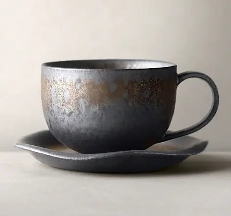 Black Vintage Handmade Ceramic Coffee Mug - Kia Day Design