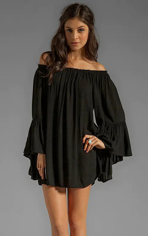 Loose-Fitting Chiffon Dress - - dress