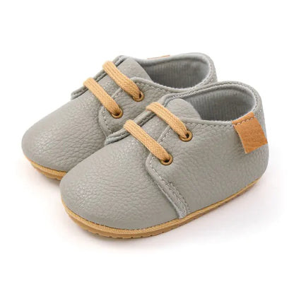 Multicolor Retro Leather Shoes Baby Gray