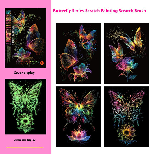 Luminous Scratch Art Paper - Butterfly Series 315 x 214mm - art paper