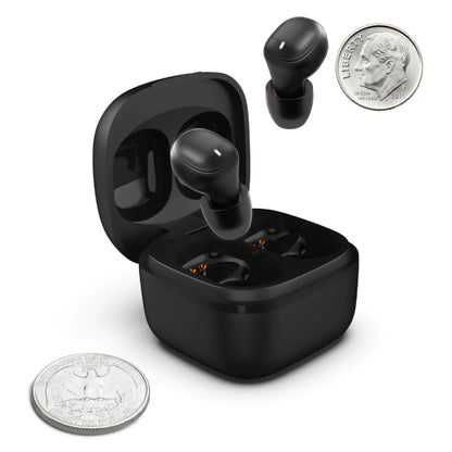 Coby Mini True Wireless Earbuds Worlds Smallest Wireless Ear Buds Lightweight in-Ear Headphones & Case Built-in Mic | Bluetooth Headphones 12-HR Play (Black) Kia Day Design