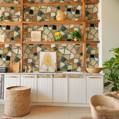 Dolce Terrazzo Wallpaper, teal- Samantha Santana Creative- {{Product type}}