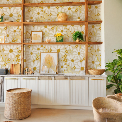 Spring Daze Wallpaper, tan- Samantha Santana Creative- {{Product type}}