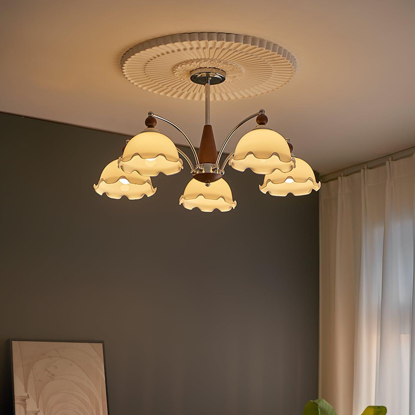 Barium Chandelier - 5 Heads 78 x 40cm 30.7 x 15.7" White - Chandelier