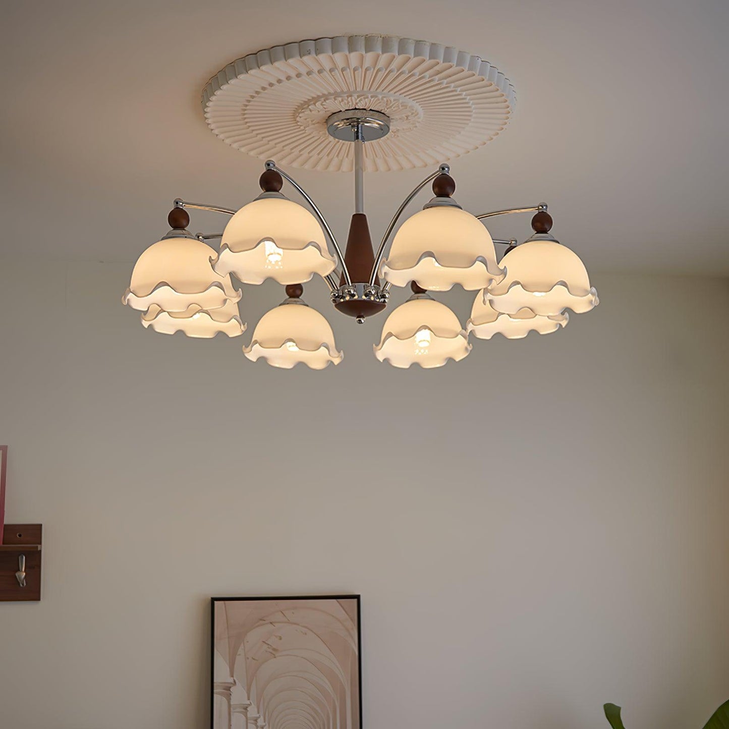 Barium Chandelier - 8 Heads 90 x 40cm 35.4 x 15.7" White - Chandelier