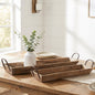 Set of 2 Barnwood Serving Trays with Handles for Farmhouse Decor - - Pans, Trays and Tiered Trays