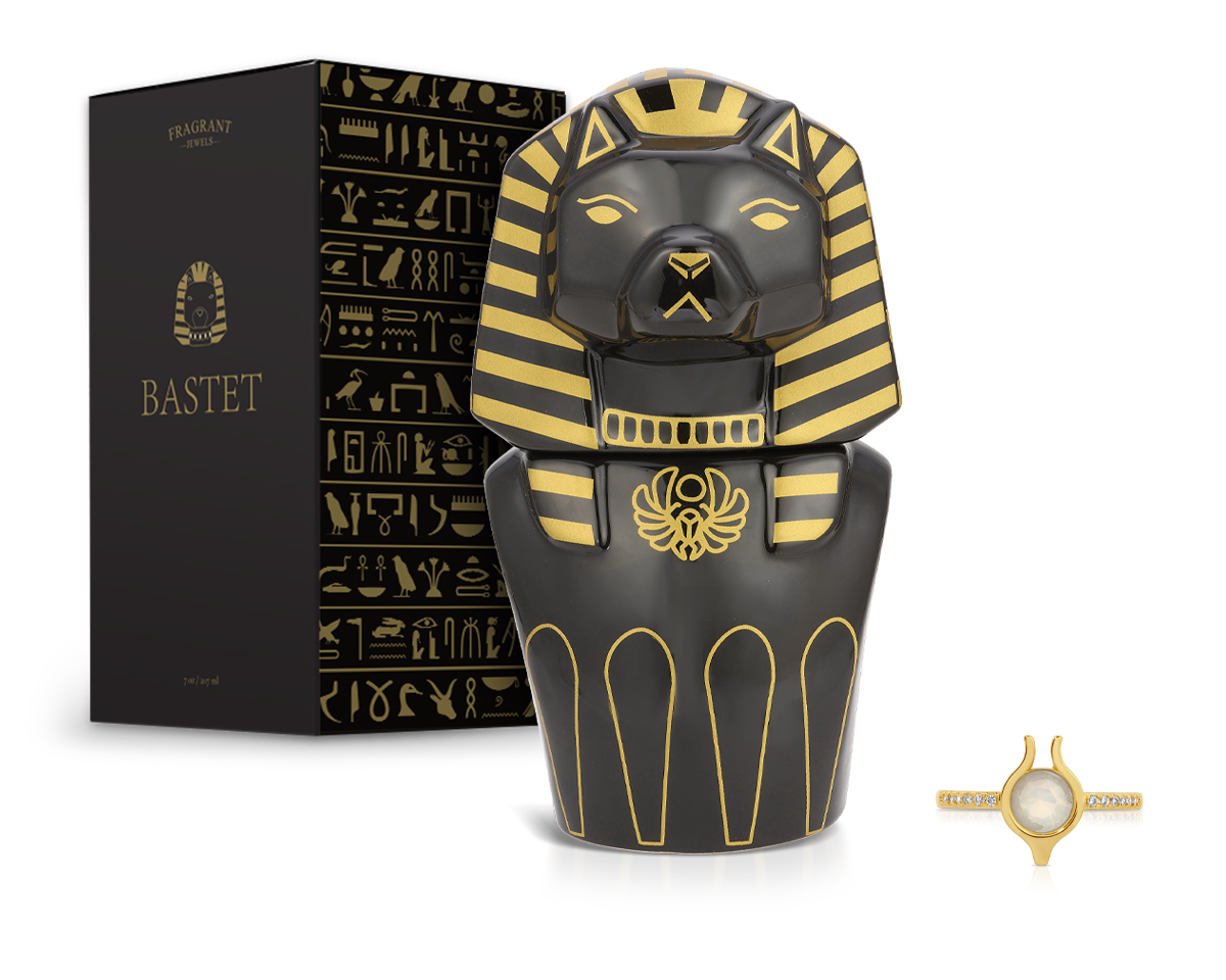 Bastet Cat - Jewel Candle Ceramic - Ring - Jewel Candle