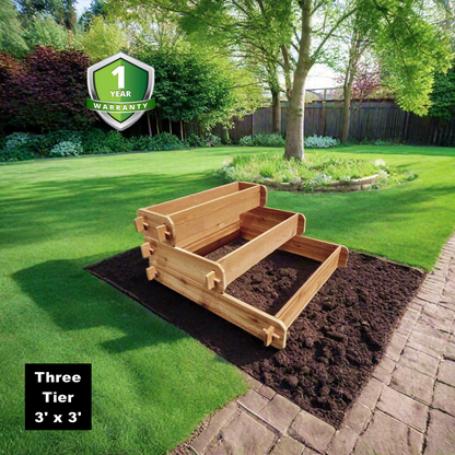 Timberlane Gardens Raised Garden Bed Kit 3 Tiered (1x3 2x3 3x3) Select Cedar Elevated Planter - - Raised Garden Bed Kit