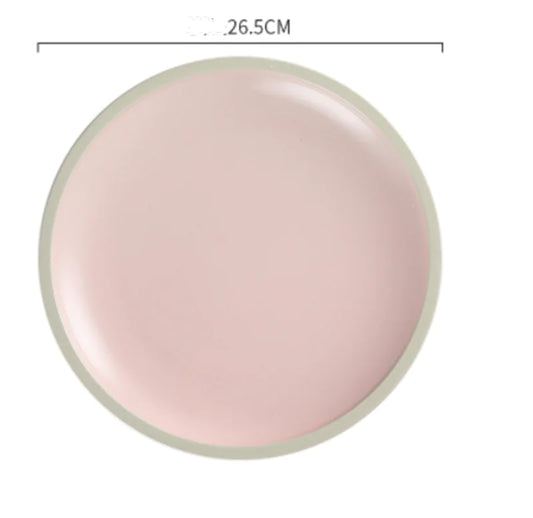 Morandi Ceramic Round Dinner Plates - Pink 10inches - plates