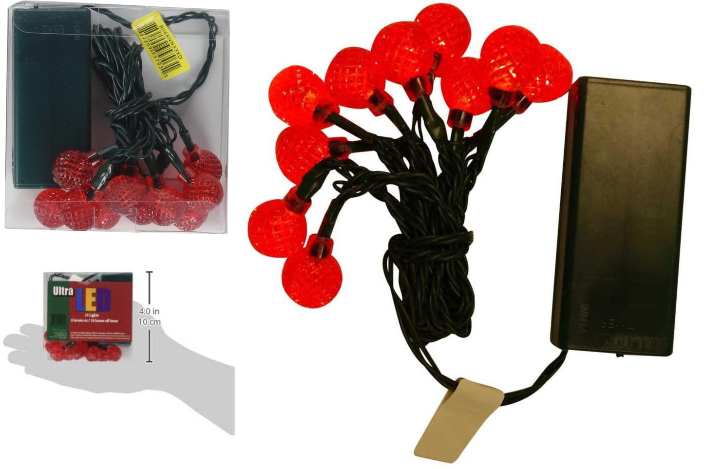 Ultra LED Battery Operated Rasberry Twinkle 10 Lights with Timer - - Brand New
