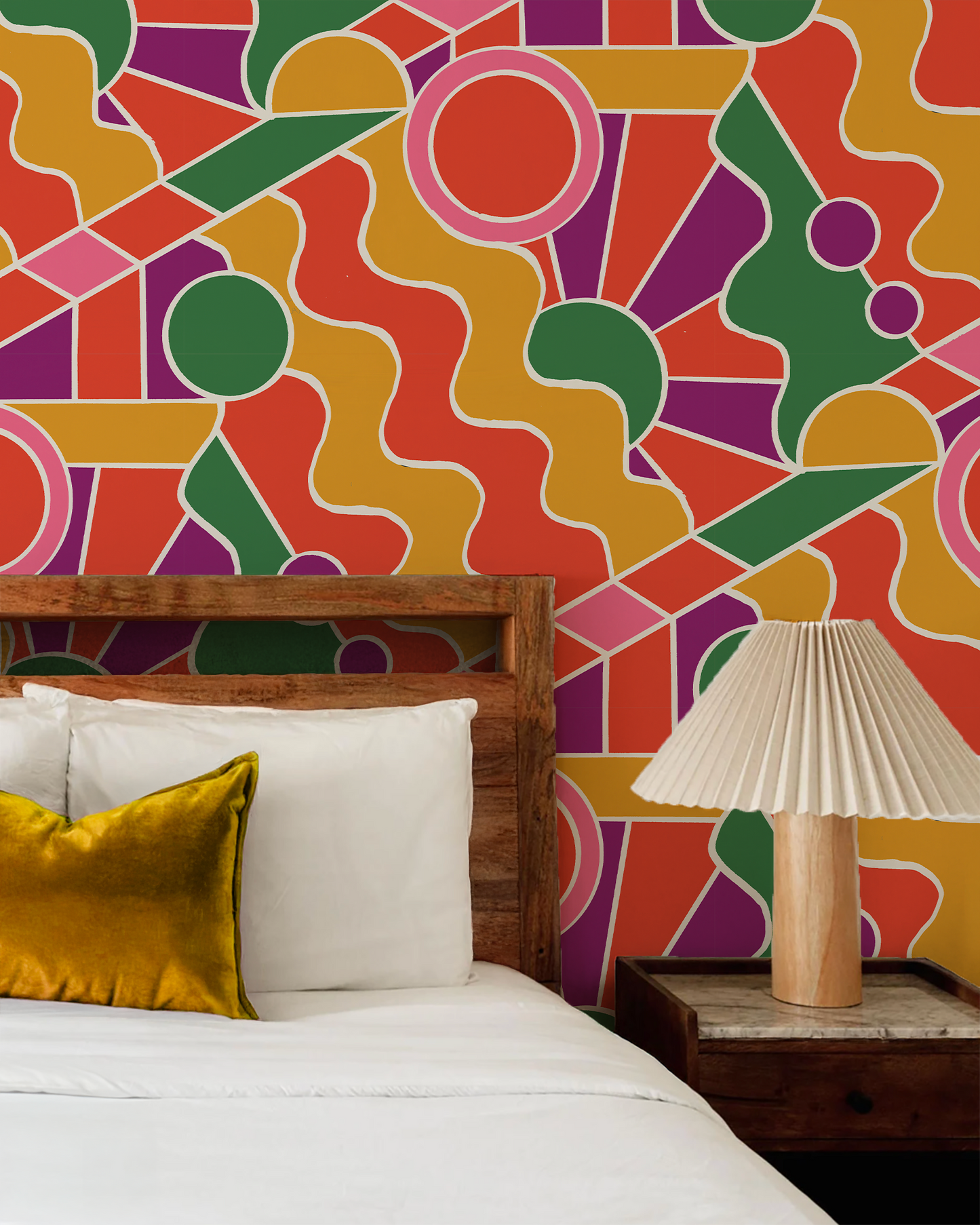 Day Trippin' Wallpaper, purple, red, yellow and green- Samantha Santana Creative- {{Product type}}
