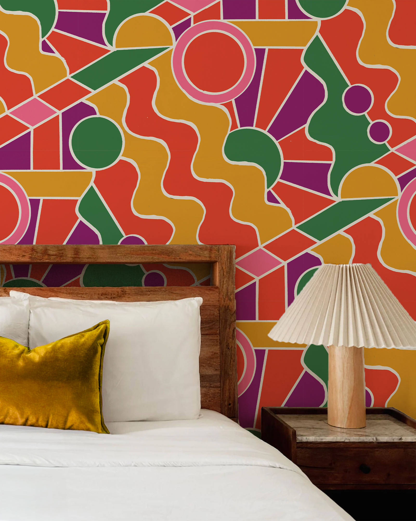 Day Trippin' Wallpaper, purple, red, yellow and green- Samantha Santana Creative- {{Product type}}