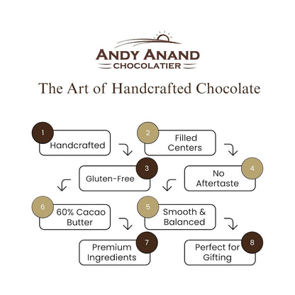 Andy Anand Assorted Belgian Chocolate Truffles Gift Box, 16 pc – Handmade Creamy Filled Gourmet Chocolates, Birthday & Holiday Gift Box - - Food & Beverages > Desserts & Sweets > Chocolate