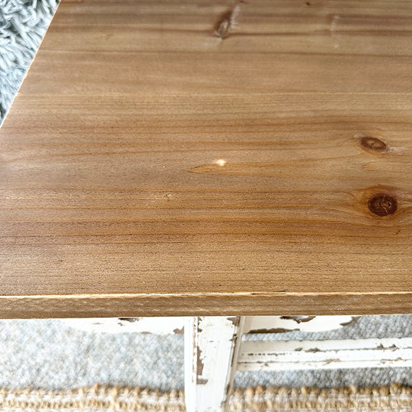 Distressed White Finish Wooden Bench - - Whats trending