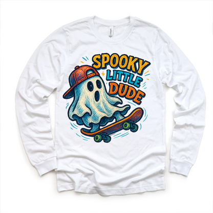 Spooky Little Dude Halloween Shirt - Halloween Tee - White Long Sleeve Tee - shirts
