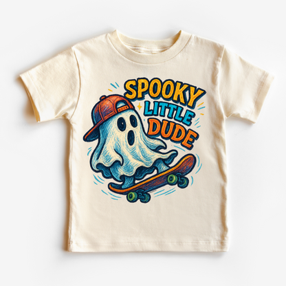 Spooky Little Dude Halloween Shirt - Halloween Tee - Natural Short Sleeve Tee - shirts