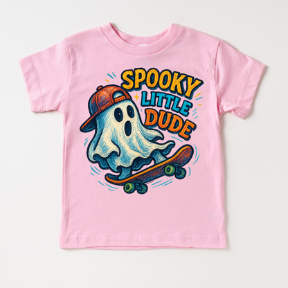 Spooky Little Dude Halloween Shirt - Halloween Tee - Pink Short Sleeve Tee - shirts