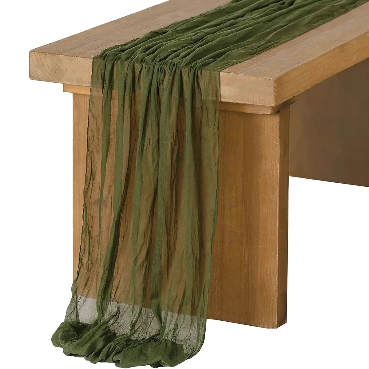 Semi-Sheer Gauze Table Runner Sage Cheesecloth Table Setting