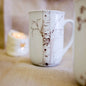 Personalized Ceramic Birch Mug Set – Custom Initials in Heart Design - chocolate - personalized mug