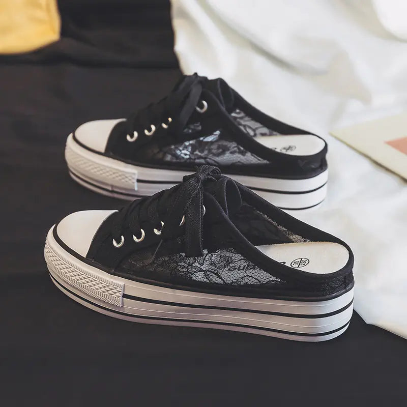 Women's Thick-Soled Breathable Canvas Sneakers - Kia Day Design