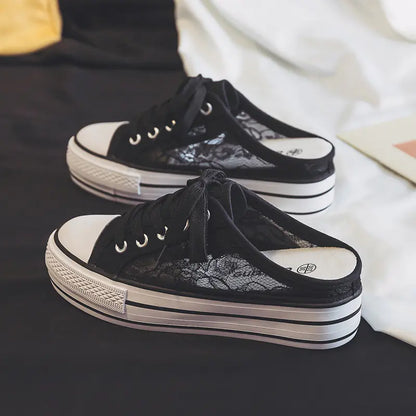 Women's Thick-Soled Breathable Canvas Sneakers - Kia Day Design