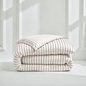 Luxe Australian Sateen Duvet Cover - Black Mini Stripes Button Closure - Home - Bed