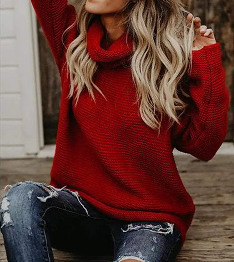 Women's Chunky Knit High Neck Sweater