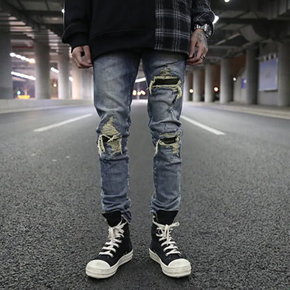 Ripped Slim Fit Stretch Denim Jeans - Kia Day Design
