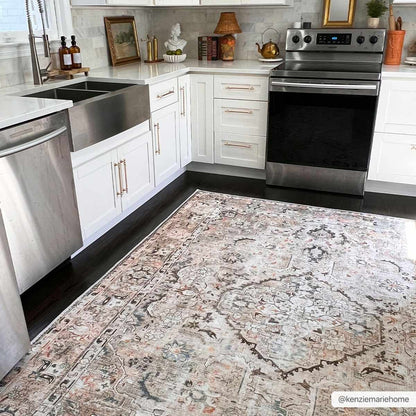 Brown Standon Vintage Washable Area Rug - - Rugs