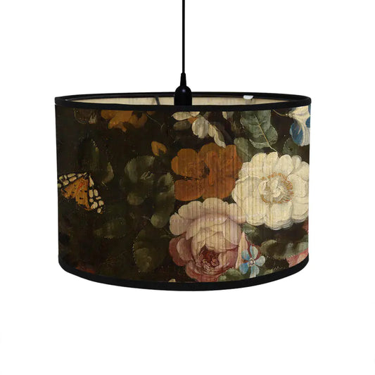 Vintage Floral Print Bamboo Lampshade - D (30*30*20CM, without power cord) - lamp shade