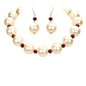 Chunky Pearl Necklace - Cream Burgundy - Necklaces