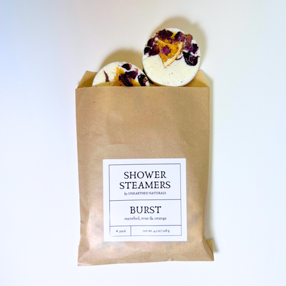 Shower Steamer 4-Pack - Burst - Menthol, Rose & Orange - Shower Steamers