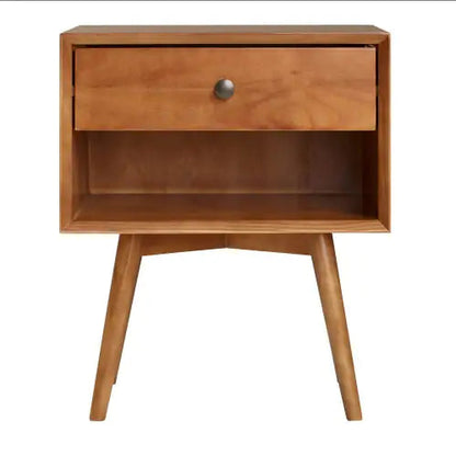 Single-Drawer Solid Wood Nightstand - Kia Day Design