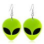 RofYof Alien Earrings for Women Cute Funny Cartoon Green Alien Head Dangle Earrings Novelty Acrylic Statement Earrings (yellow) Kia Day Design