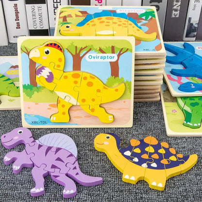 Wooden 3D Montessori Dinosaur Jigsaw Puzzles